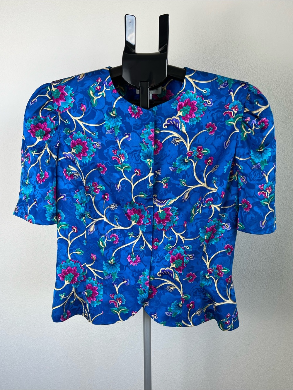 VTG Adrianna Papell 100% Silk Floral Top Artsy Cottagecore Grandmillennial Sz 10
